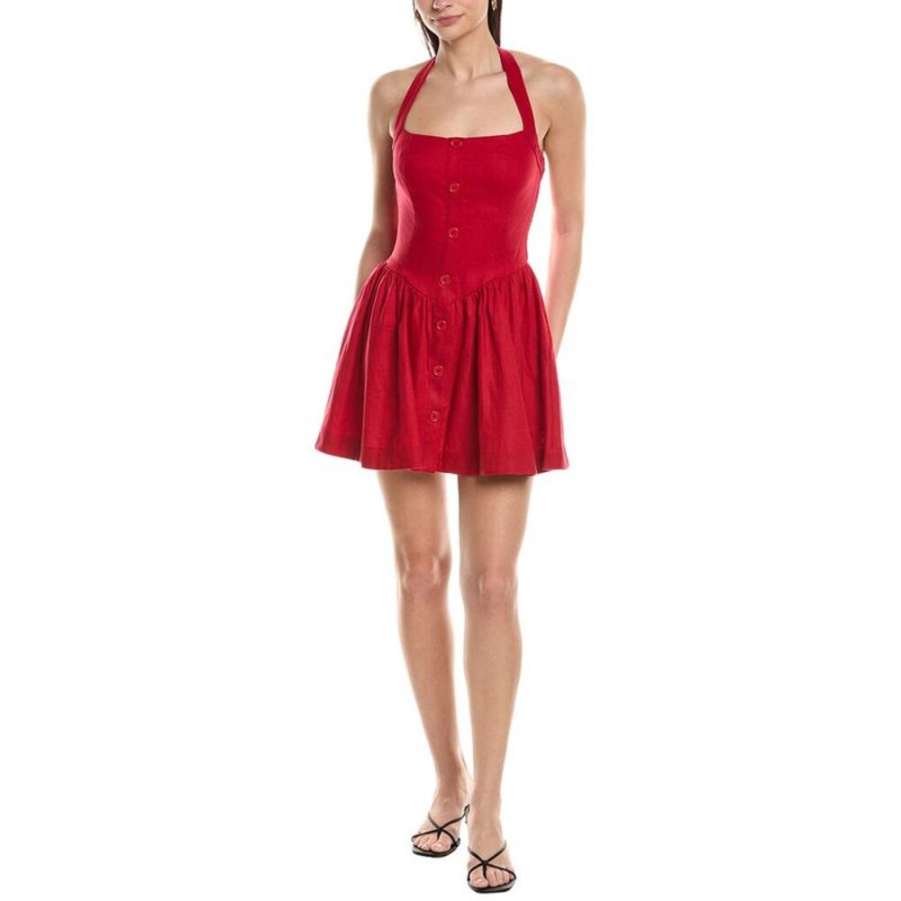 Opt Womens O.P.T Piper Linen Dress, Red